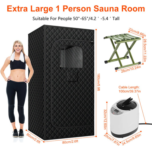 2.6 Plus 2.6 Plus 5.9FTPortable Sauna Tent 1 Person Steam Sauna For Home With 3L 1200W Steamer Folding Chair Remote Control 9 Steam Output Levels 5 To 95Mins Timer