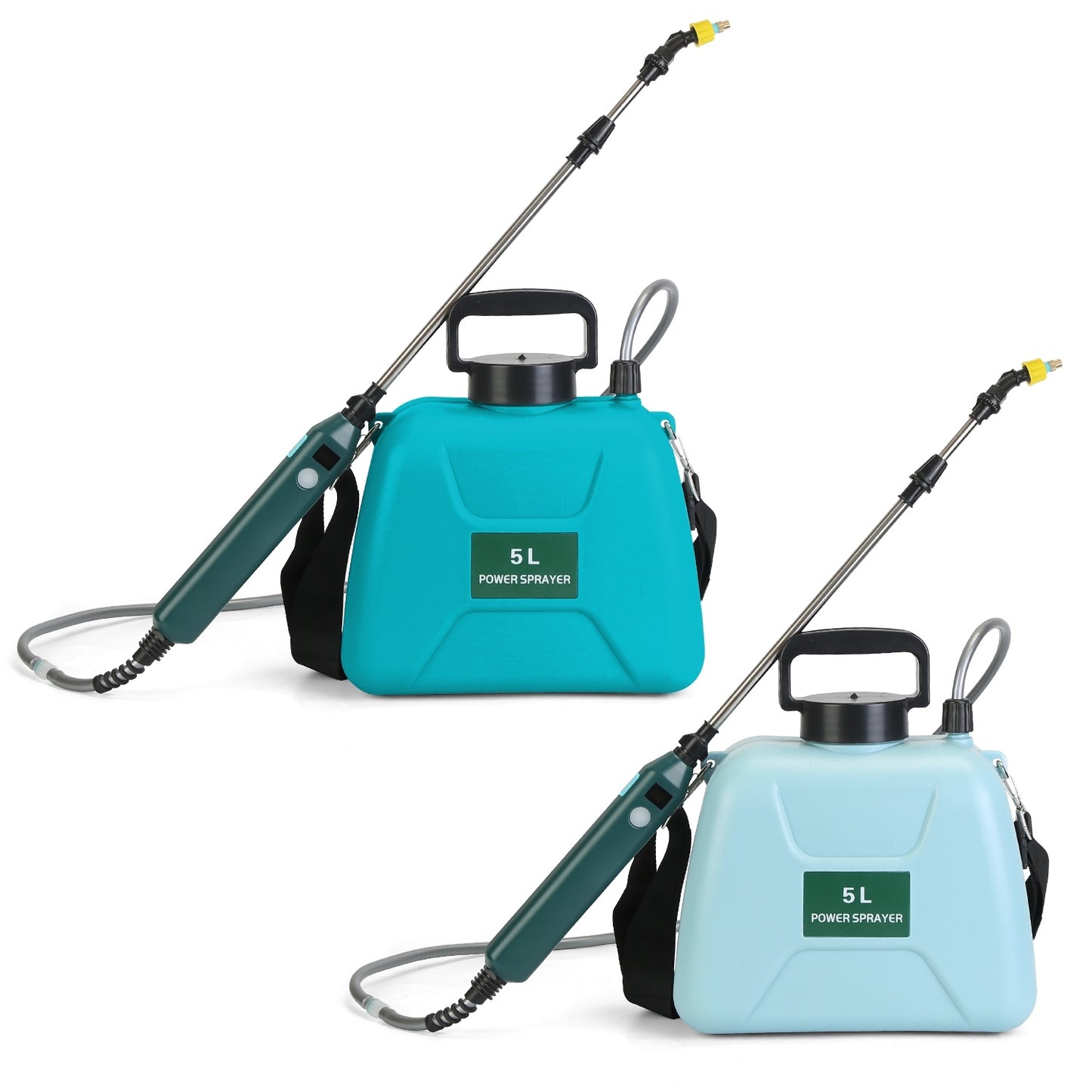 5L 1.32Gallon Battery Operated Water Sprayer Portable Garden Sprayer Electric Sprayer With Rechargeable Handle Telescopic Wand 3 Spray Nozzles Shoulder Strap For Lawn Garden