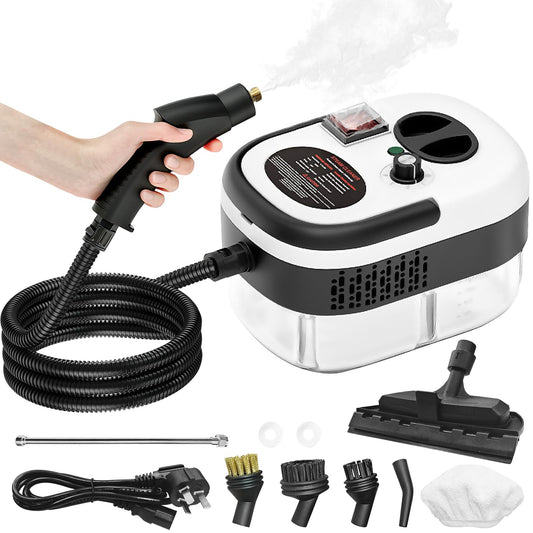 Handheld Steam Cleaner, Steamer For Cleaning, 2500W Pressurized Steam Cleaner With 1.2L Water Tank And 7 Attachments, Portable Steamer Cleaner For Home Car Kitchen Bathroom Furniture Tile Grout