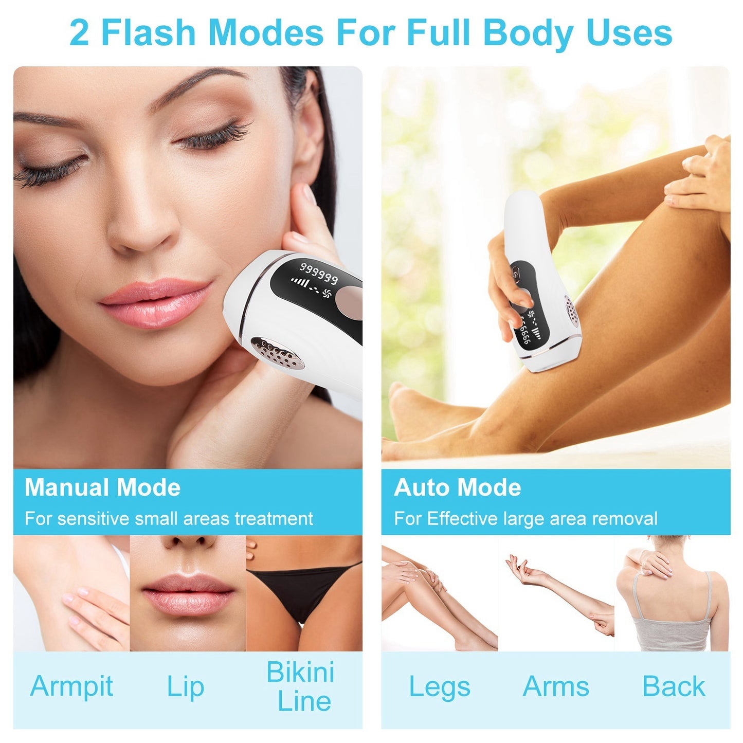 1Pc Laser Hair Removal For Woman Man Ice Cooling Permanent IPL Hair Remover With Painless 999999 Flashes Home Use Lasting Hair Reduction For Armpits Legs Arms Bikini Line