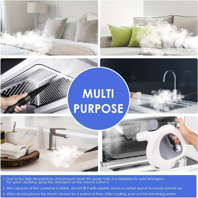 Handheld Multi-Surface Pressurized Steam Cleaner With 12 Accessories, Water Tank Multi-Purpose Steam Generator For Home Use, Natural Steam Cleaning Tiles, Floors, Bathrooms, Windows, Interior Decorati