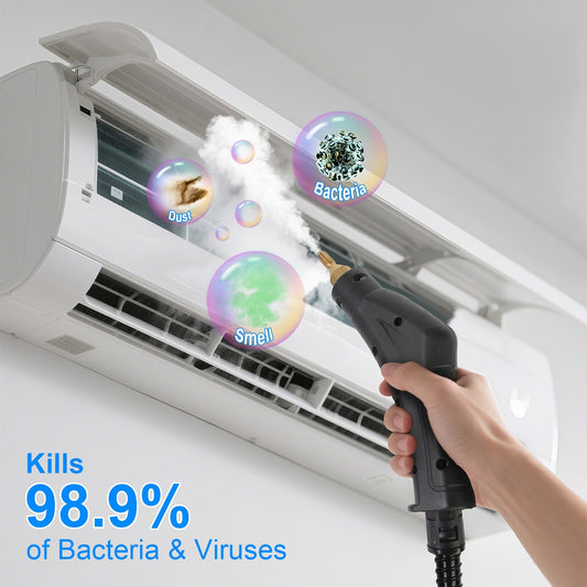 1Pc 2500W Handheld High Temperature And Pressure Steamer Cleaner With 1400ML Tank 9 Accessories 6 Steam Levels For Dirt Grease Grout Tile Floor Couch Car