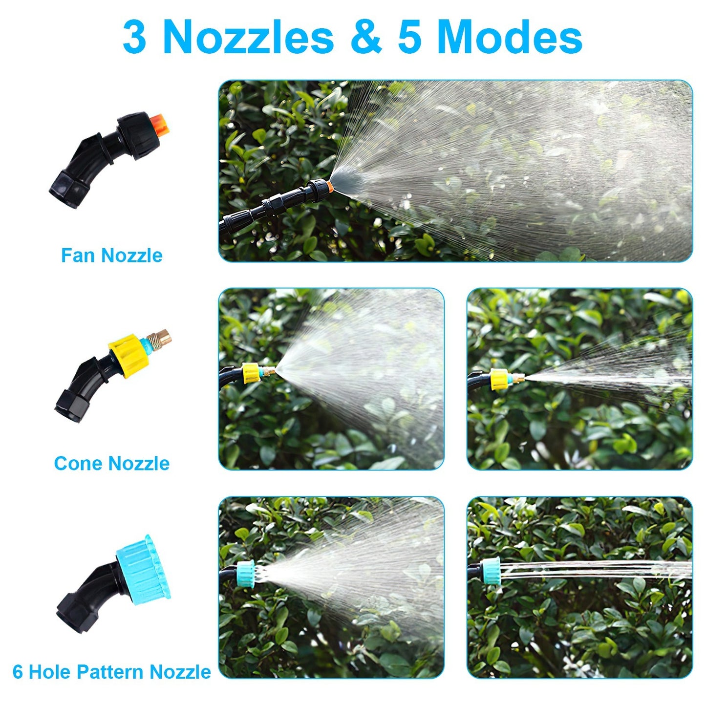 5L 1.32Gallon Battery Operated Water Sprayer Portable Garden Sprayer Electric Sprayer With Rechargeable Handle Telescopic Wand 3 Spray Nozzles Shoulder Strap For Lawn Garden