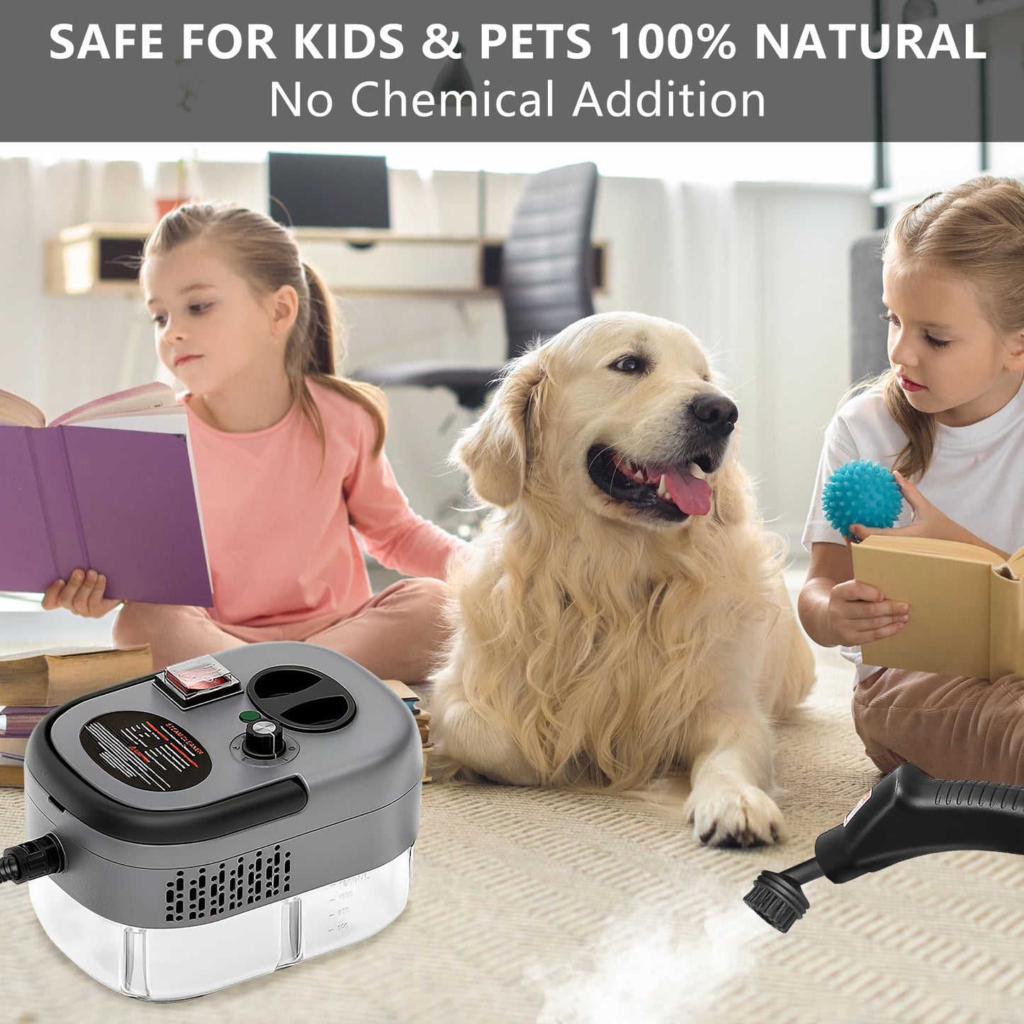 Handheld Steam Cleaner, Steamer For Cleaning, 2500W Pressurized Steam Cleaner With 1.2L Water Tank And 7 Attachments, Portable Steamer Cleaner For Home Car Kitchen Bathroom Furniture Tile Grout