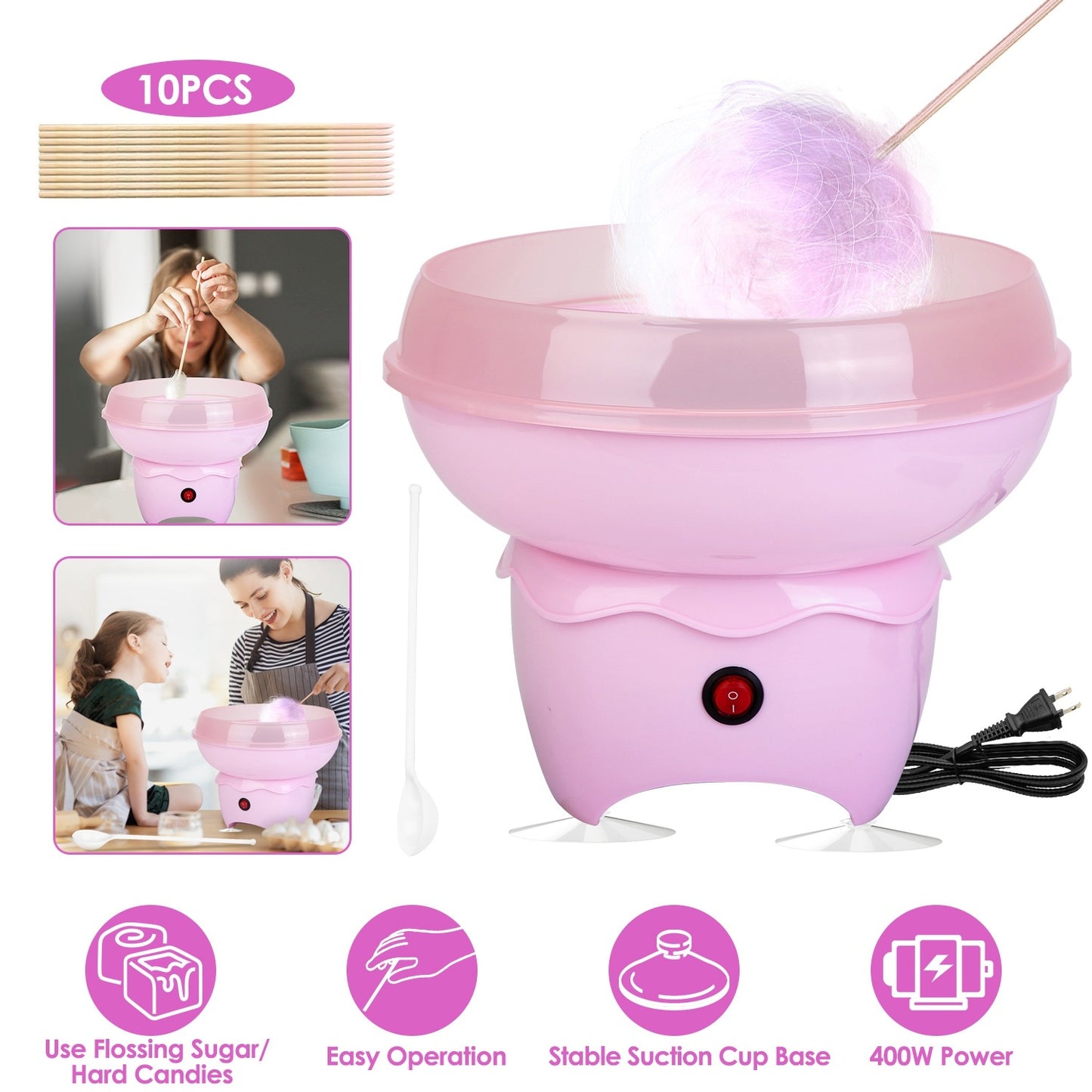 1Pc Cotton Candy Maker Portable Cotton Candy Machine Electric Cotton Candy Express For Kids Christmas Gift Birthday