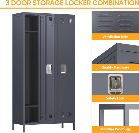 15 Doors Metal Lockers For Employees For Offices School Gyms Home,Assembly Required,Dark Gray