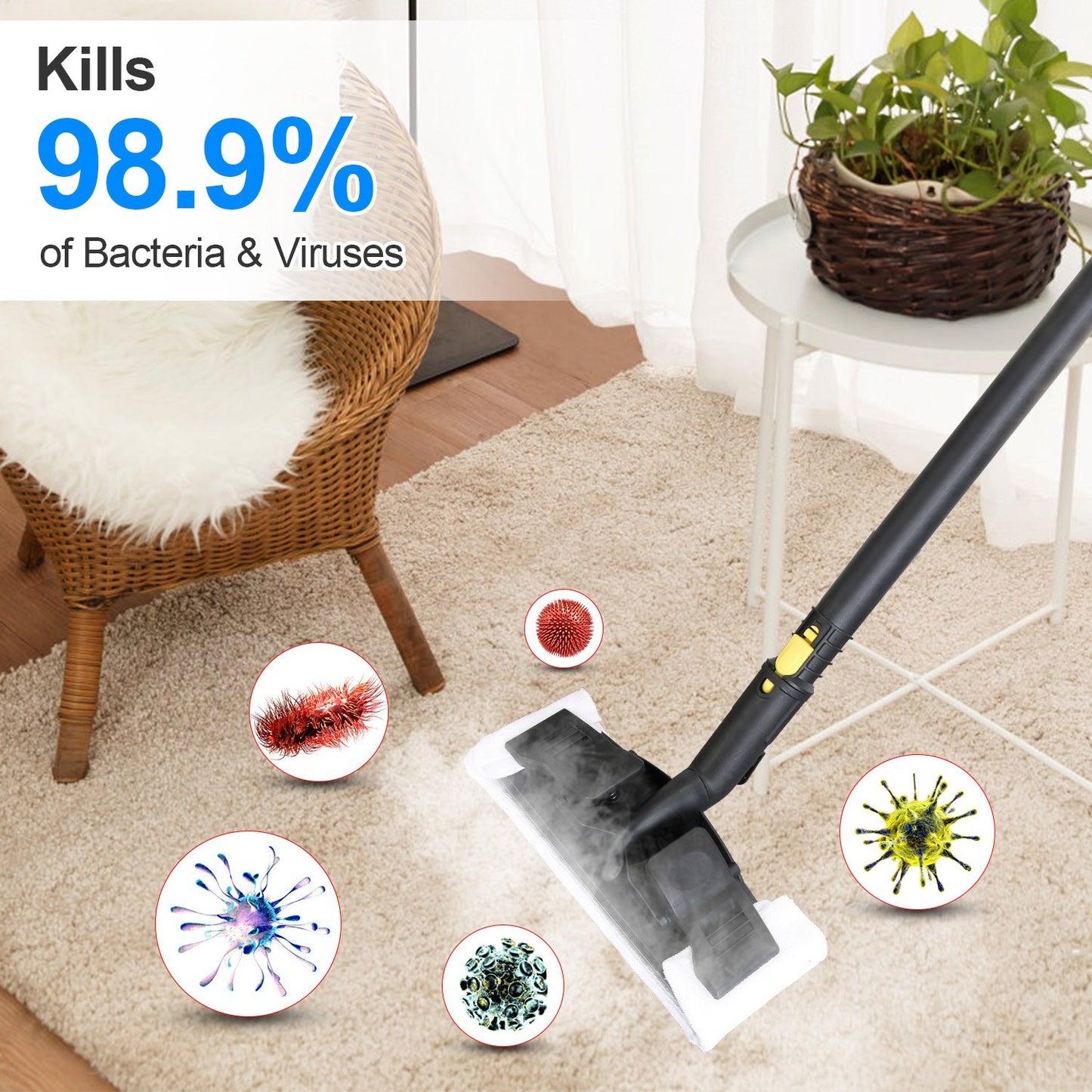 1Pc 1800W Steam Cleaning Machine With Wheels High Temperature And Pressure Steamer Cleaner With 2L Water Tank Stepless Steam Control 15 Accessories