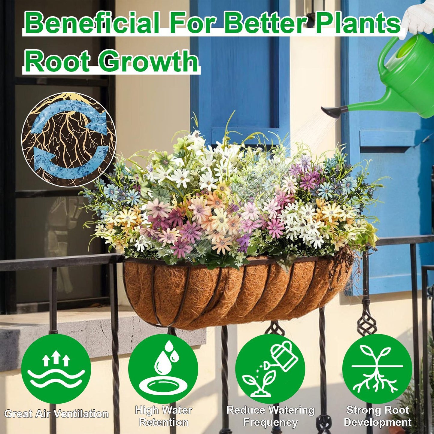 3Pcs Trough Coco Liners For Planters Coconut Coir Planter For Window Box Hanging Trough Basket Half Moon Planter Liner Replacement For Garden Fence Flower Vegetable