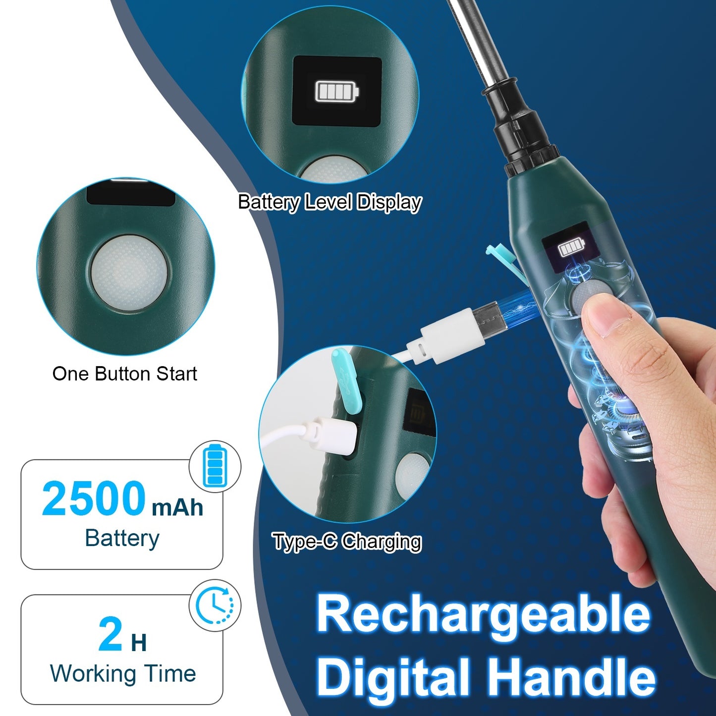 5L 1.32Gallon Battery Operated Water Sprayer Portable Garden Sprayer Electric Sprayer With Rechargeable Handle Telescopic Wand 3 Spray Nozzles Shoulder Strap For Lawn Garden